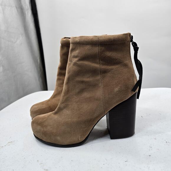 Jeffrey Campbell Boots Womens Size 10 Tan Rumble Suede Block Heel Ankle Booties - Picture 3 of 12